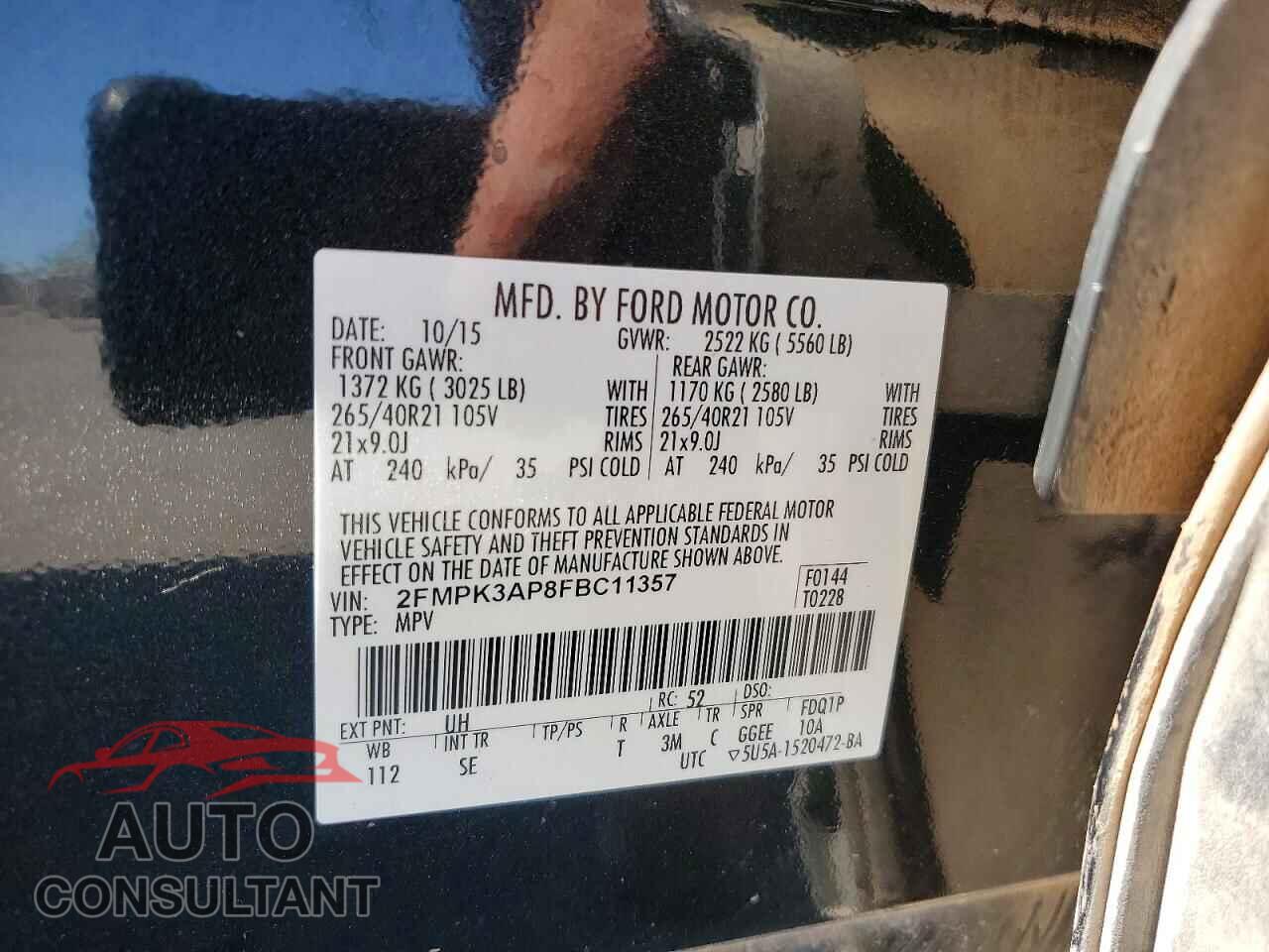 FORD EDGE 2015 - 2FMPK3AP8FBC11357
