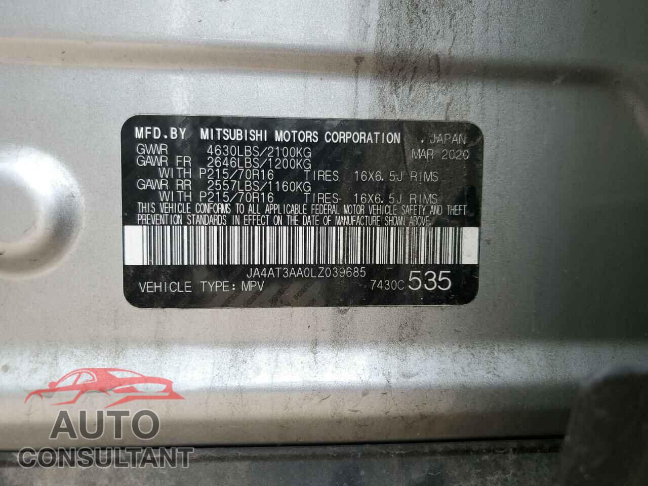 MITSUBISHI ECLIPSE 2020 - JA4AT3AA0LZ039685