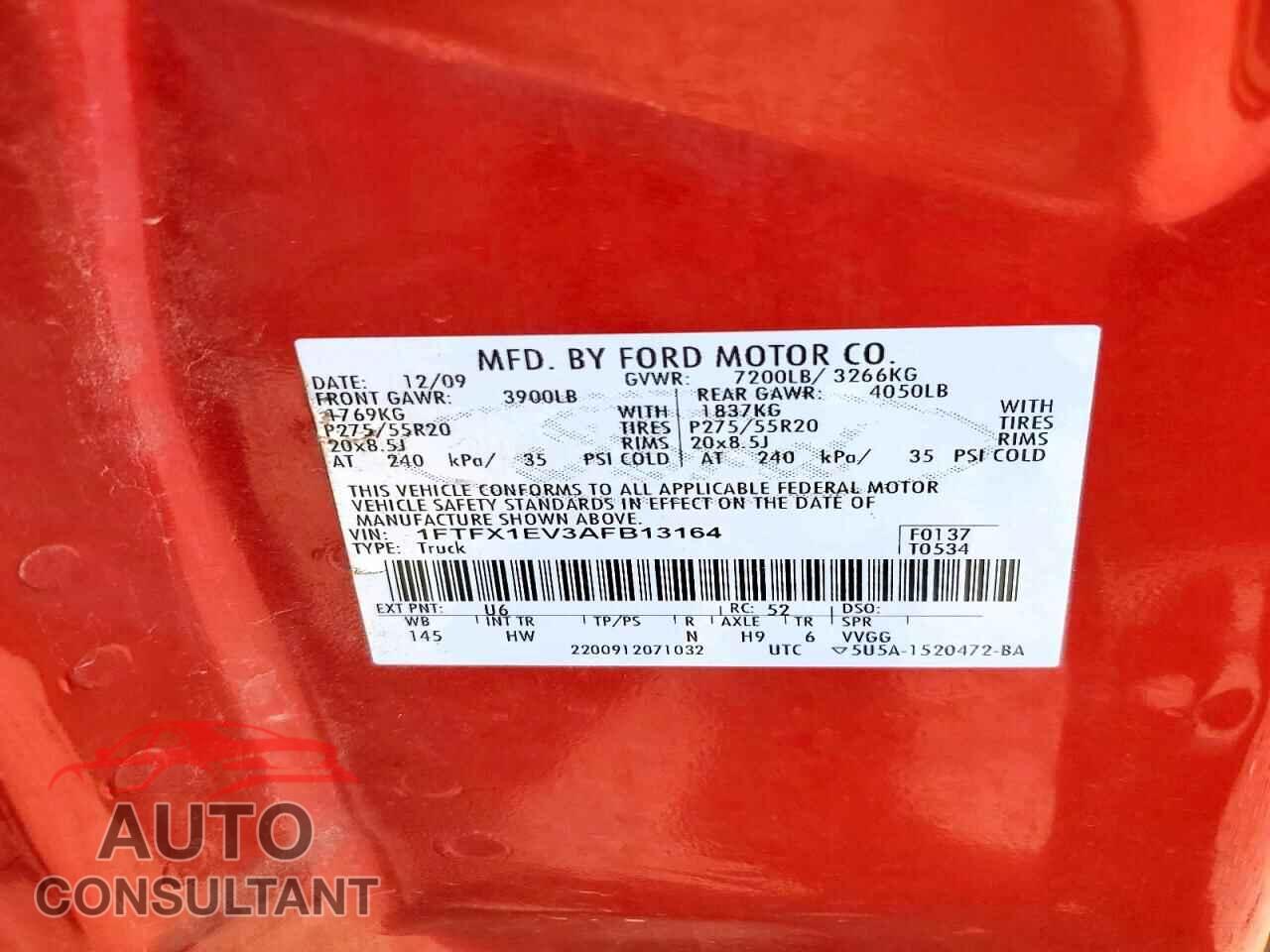 FORD F150 2010 - 1FTFX1EV3AFB13164