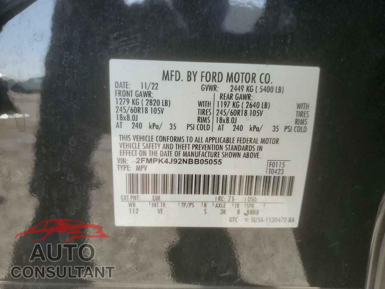 FORD EDGE 2022 - 2FMPK4J92NBB05055