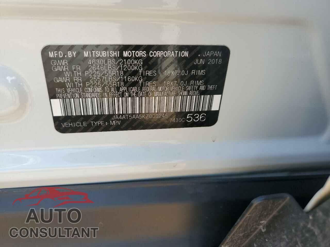 MITSUBISHI ECLIPSE 2019 - JA4AT5AA5KZ000245