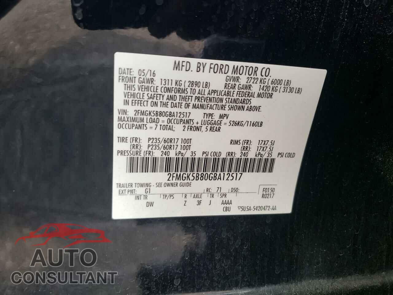 FORD FLEX 2016 - 2FMGK5B80GBA12517