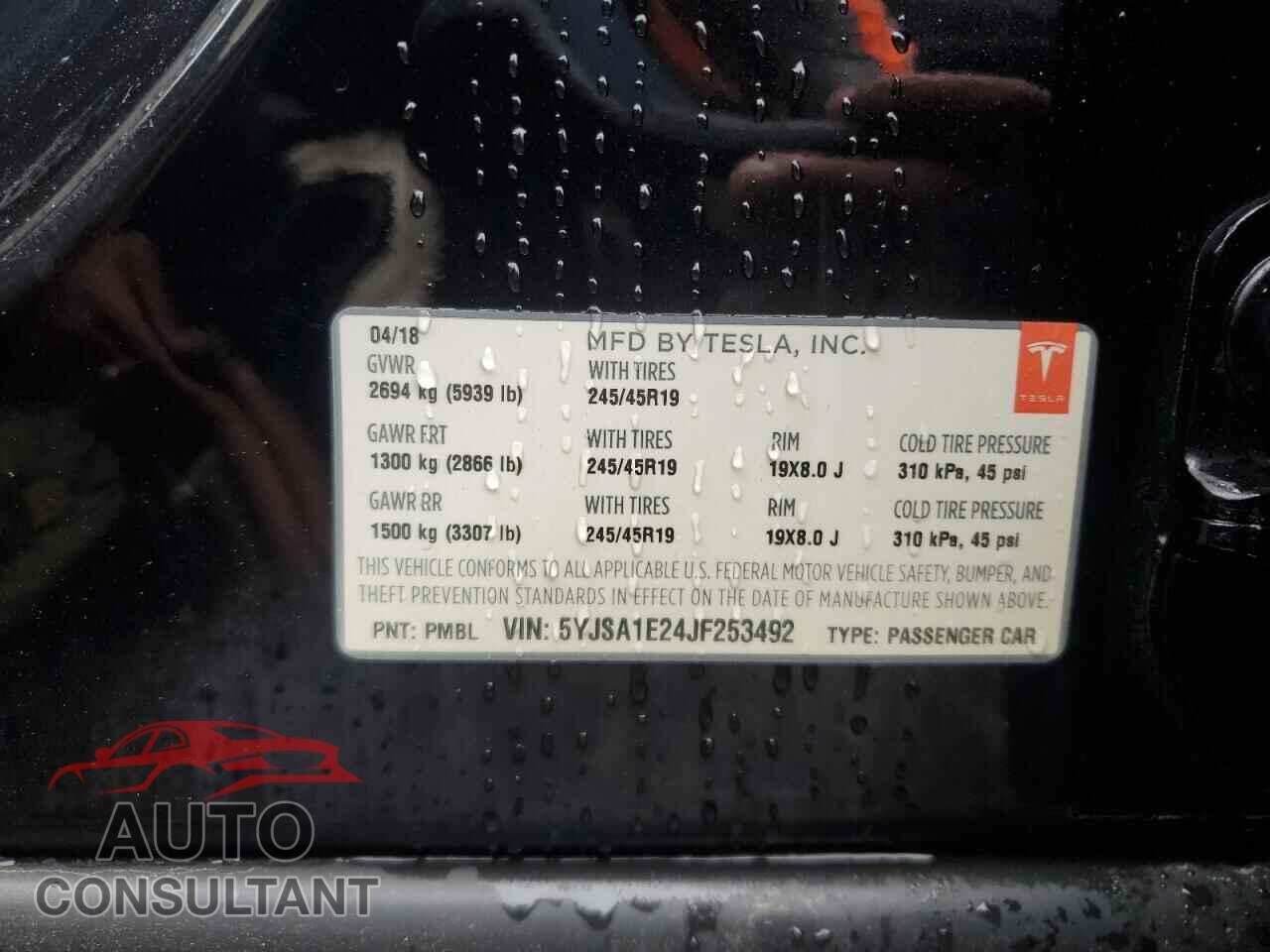 TESLA MODEL S 2018 - 5YJSA1E24JF253492