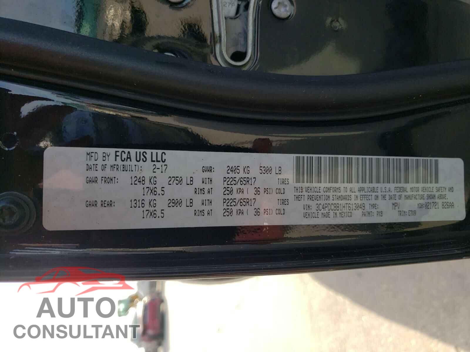 DODGE JOURNEY 2017 - 3C4PDCBB1HT613049