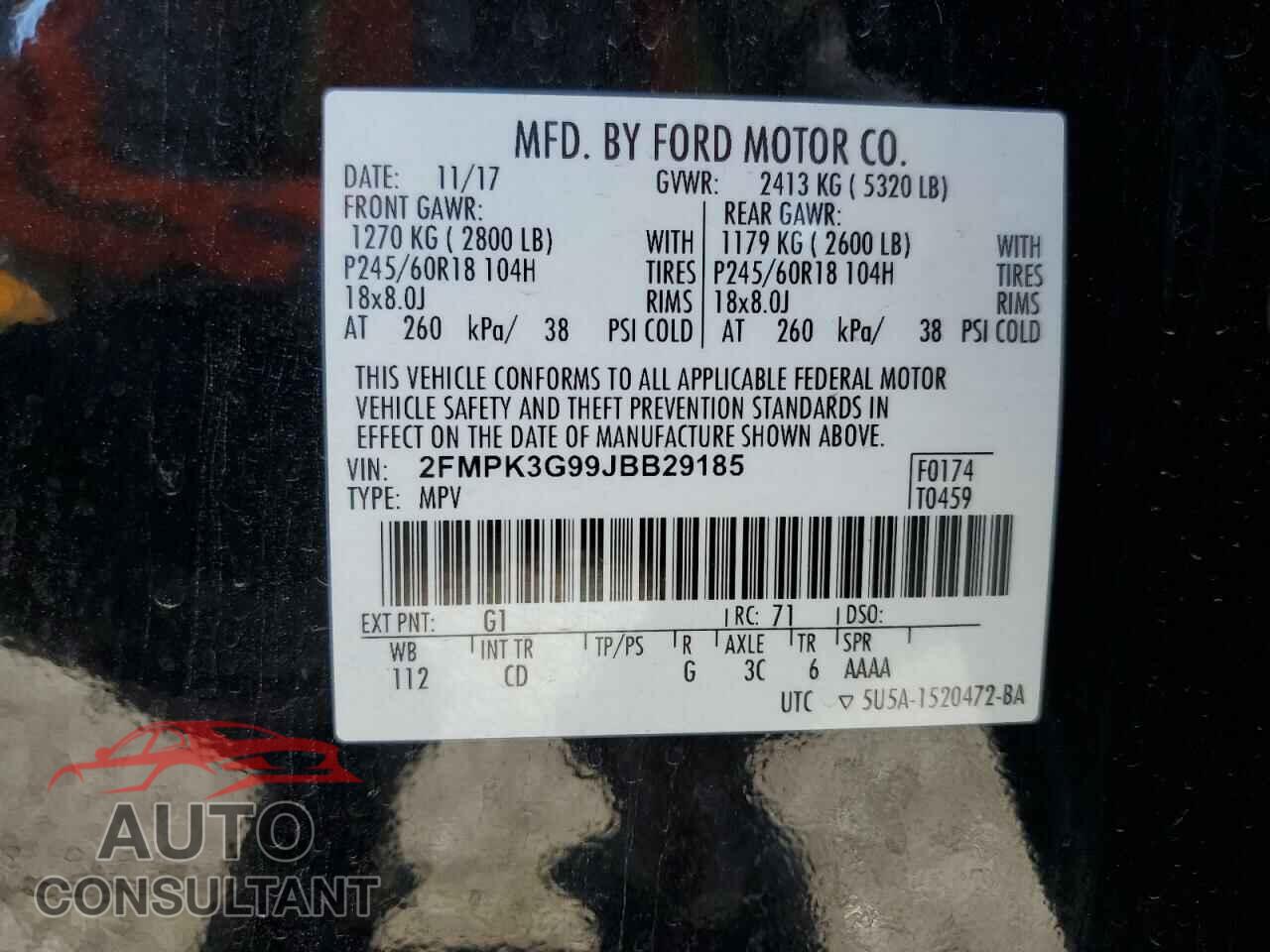 FORD EDGE 2018 - 2FMPK3G99JBB29185
