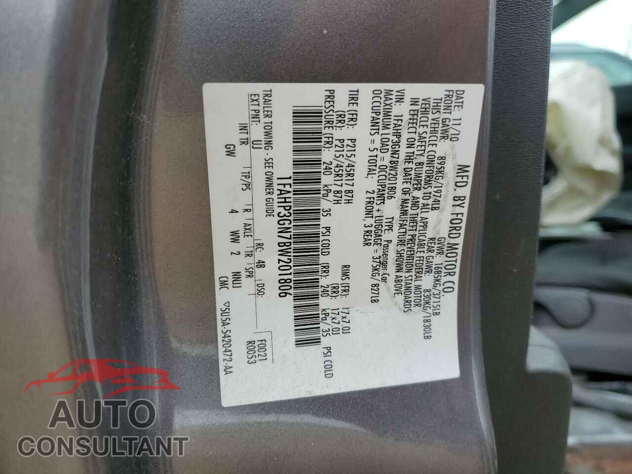 FORD FOCUS 2011 - 1FAHP3GN7BW201806