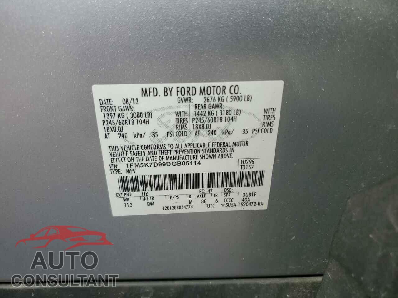 FORD EXPLORER 2013 - 1FM5K7D99DGB05114