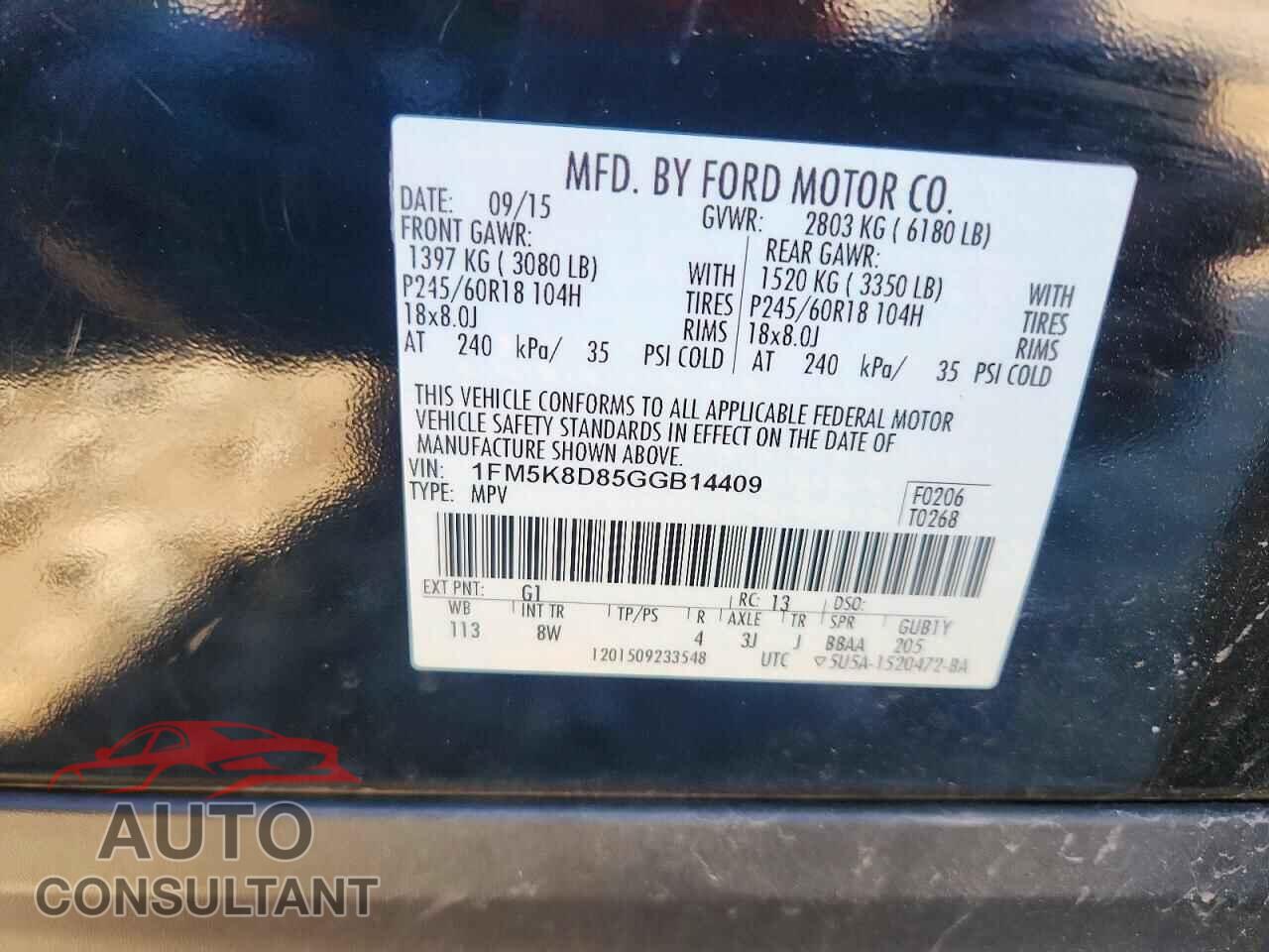 FORD EXPLORER 2016 - 1FM5K8D85GGB14409