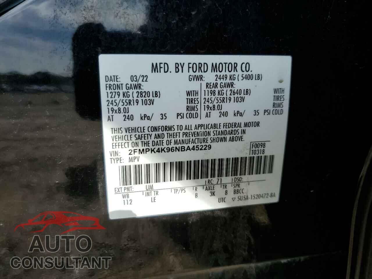 FORD EDGE 2022 - 2FMPK4K96NBA45229