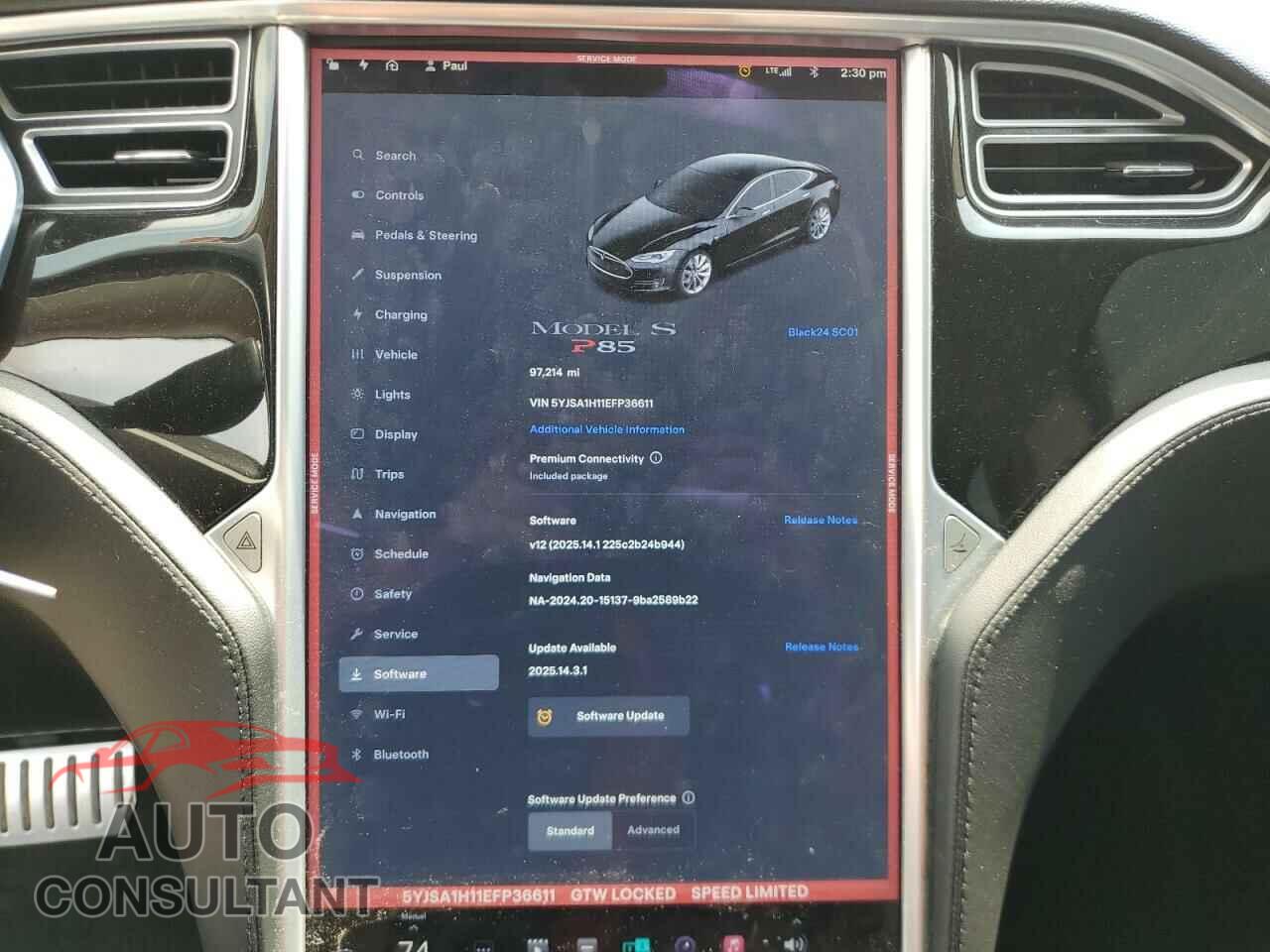 TESLA MODEL S 2014 - 5YJSA1H11EFP36611