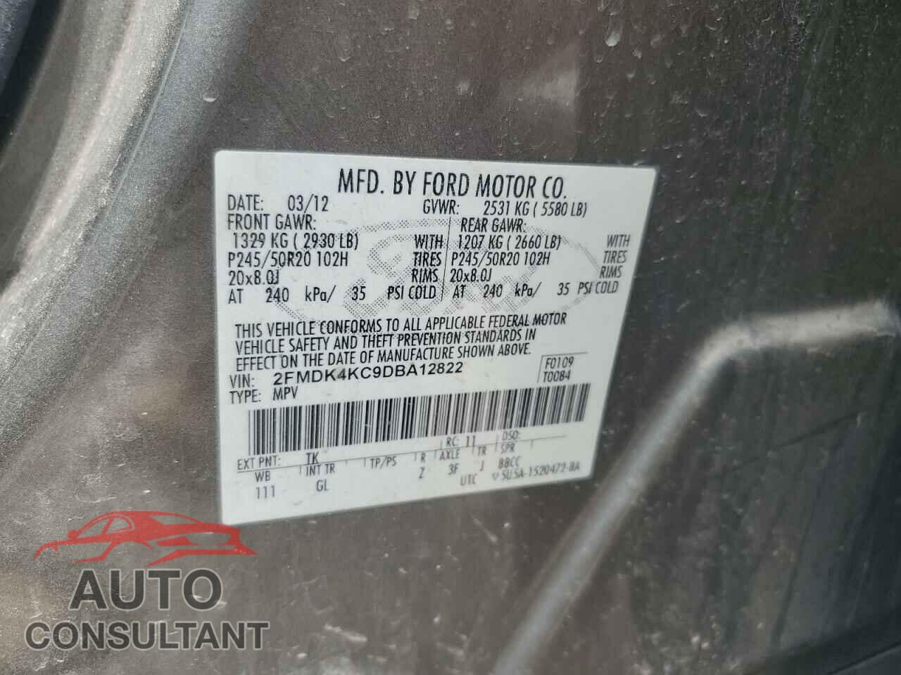 FORD EDGE 2013 - 2FMDK4KC9DBA12822