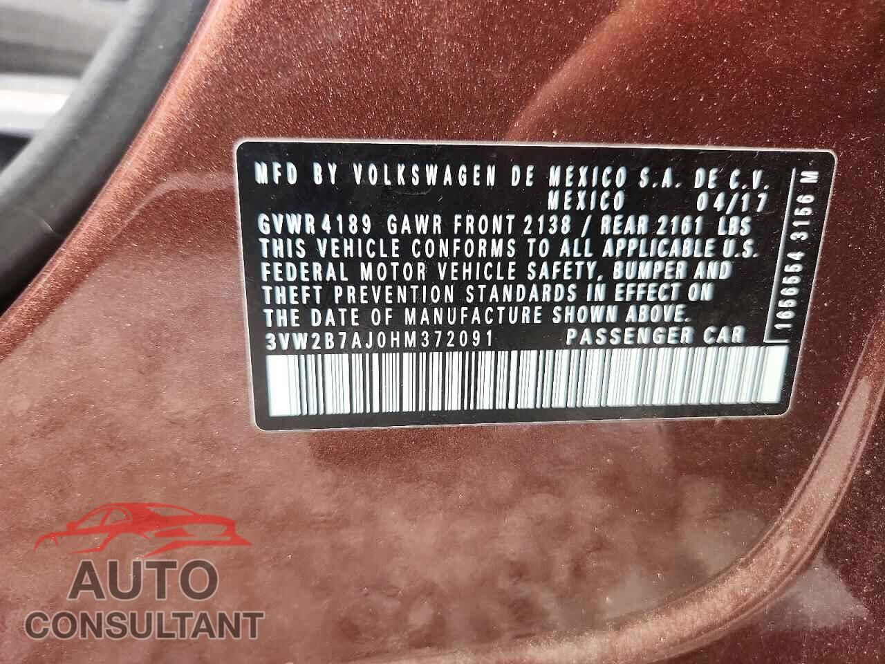VOLKSWAGEN JETTA 2017 - 3VW2B7AJ0HM372091