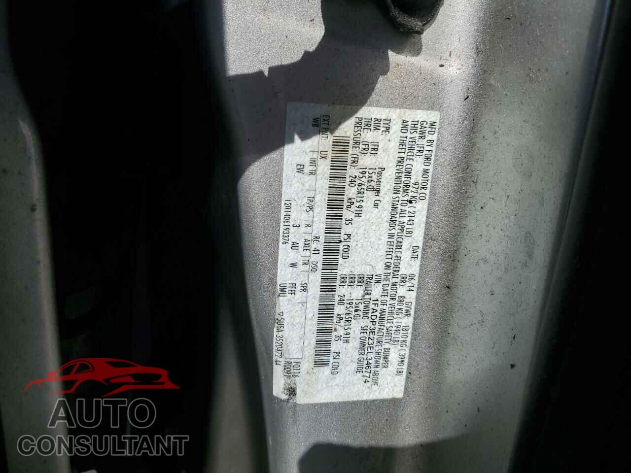 FORD FOCUS 2014 - 1FADP3E23EL346774