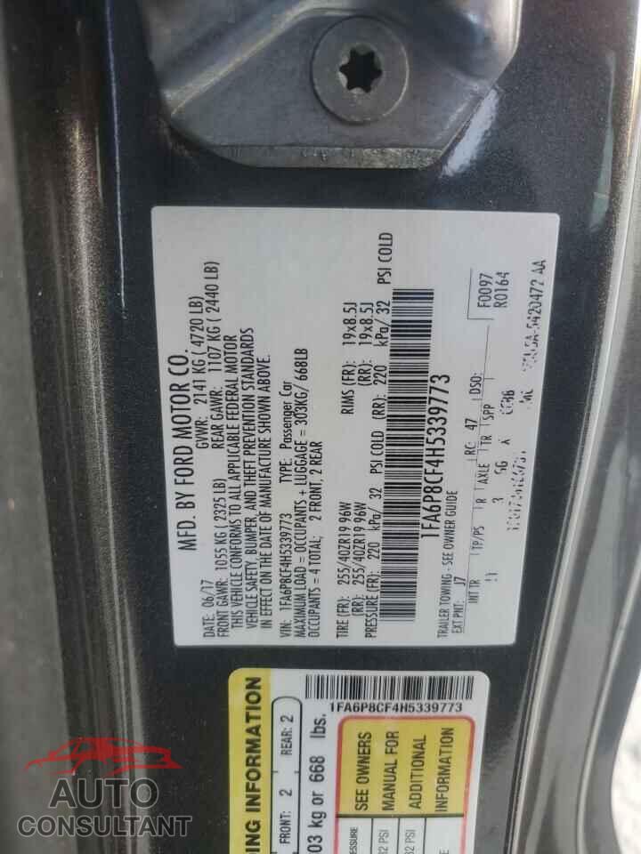 FORD MUSTANG 2017 - 1FA6P8CF4H5339773