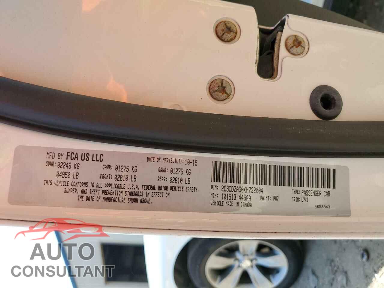 DODGE CHALLENGER 2019 - 2C3CDZAG0KH732004
