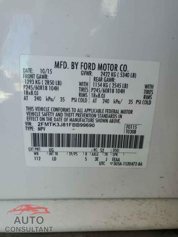 FORD EDGE 2015 - 2FMTK3J81FBB99690