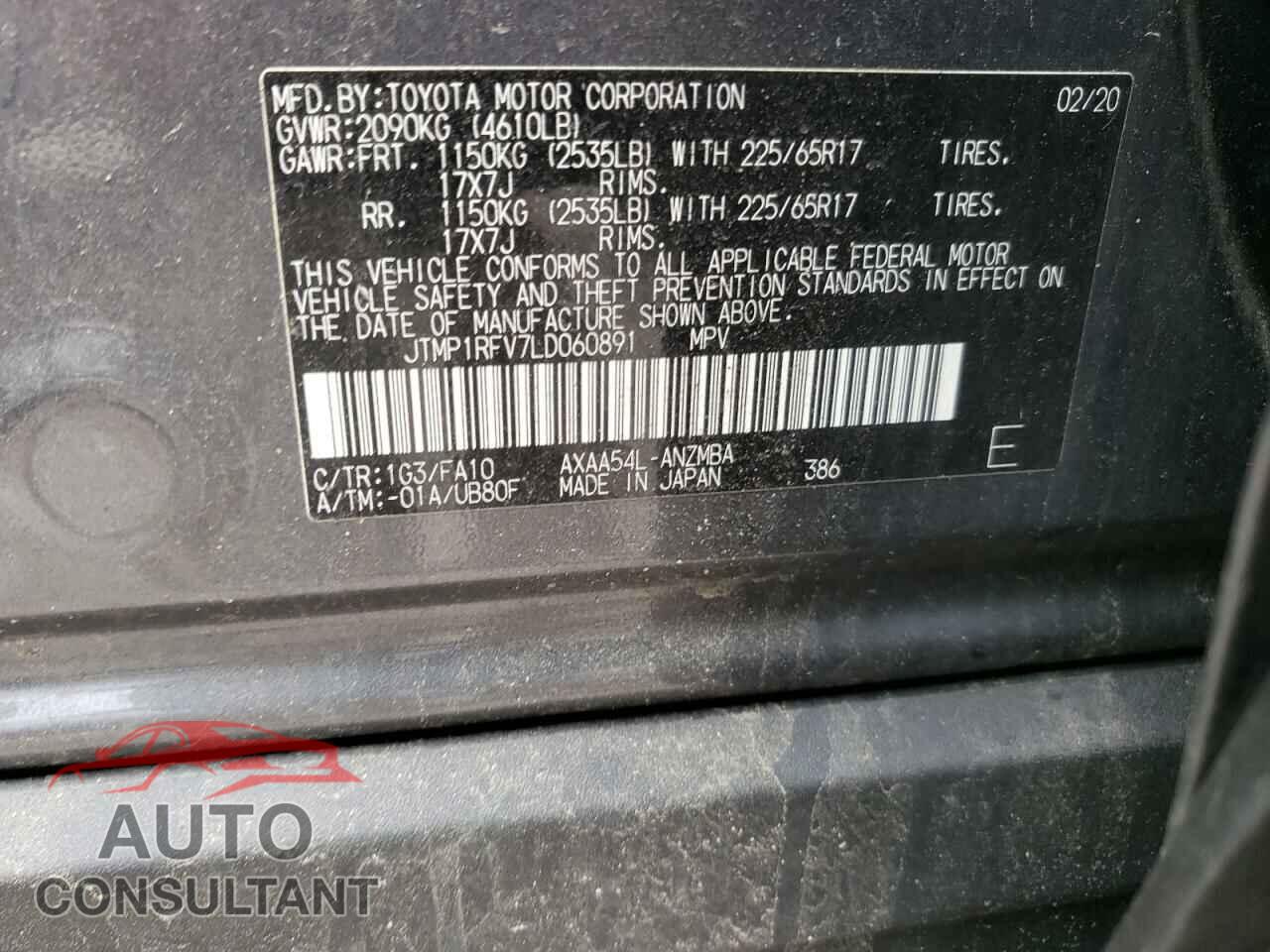 TOYOTA RAV4 2020 - JTMP1RFV7LD060891