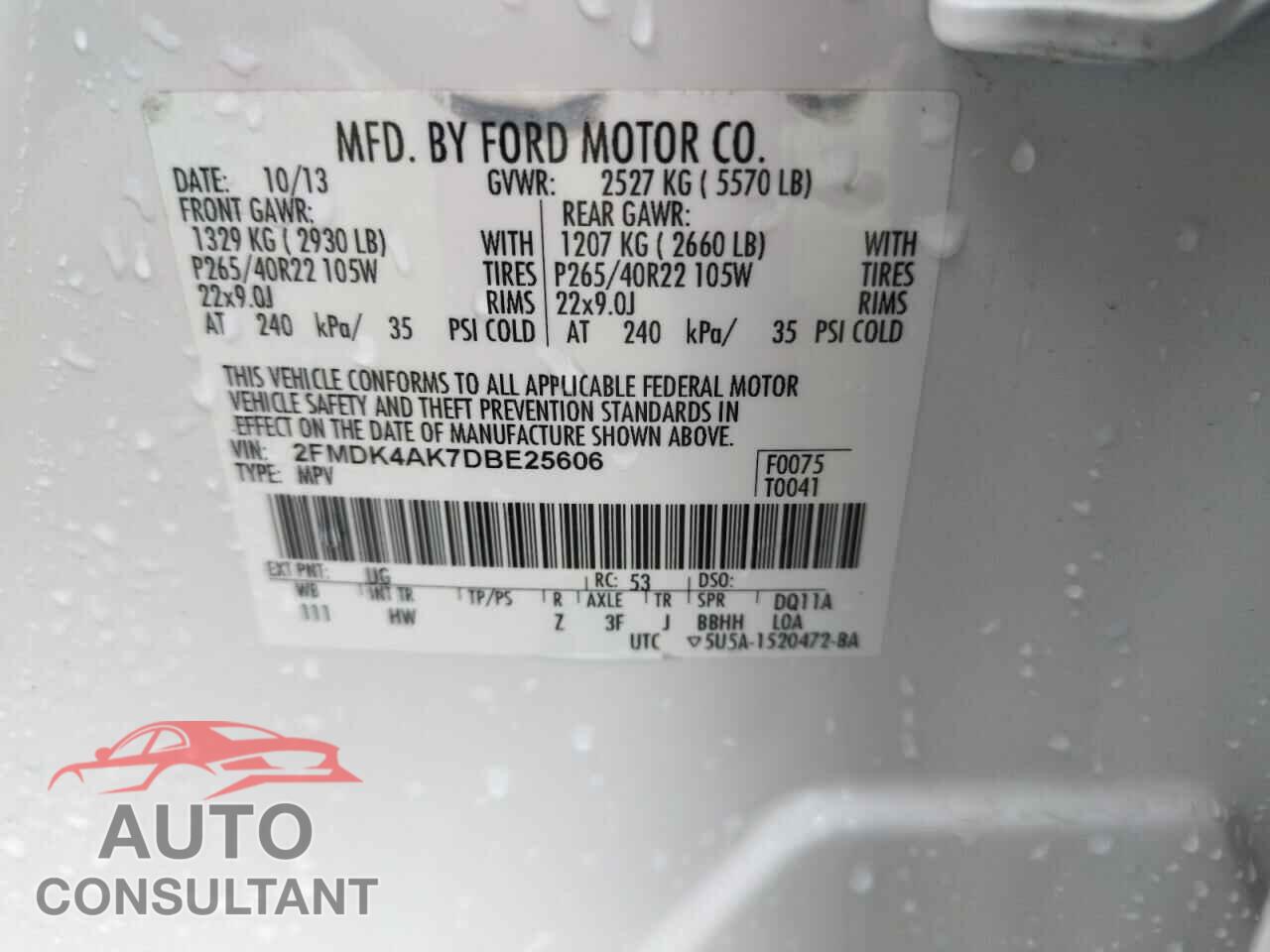 FORD EDGE 2013 - 2FMDK4AK7DBE25606