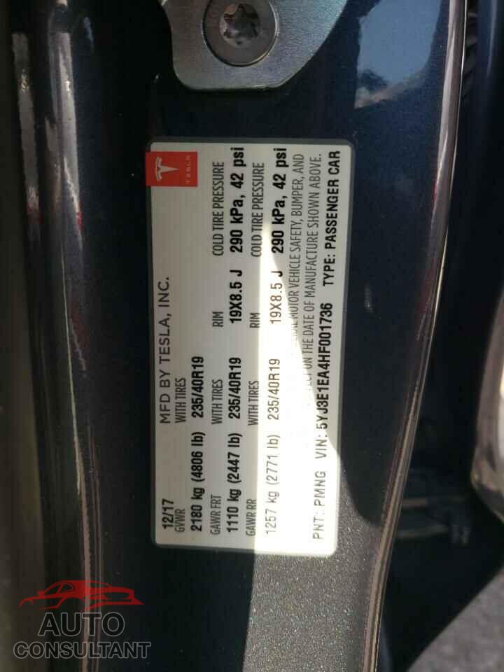 TESLA MODEL 3 2017 - 5YJ3E1EA4HF001736
