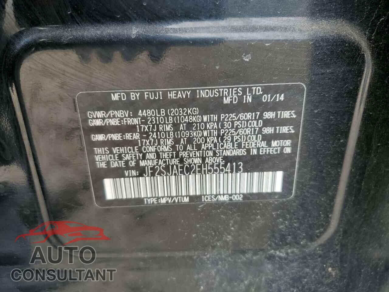 SUBARU FORESTER 2014 - JF2SJAEC2EH555413