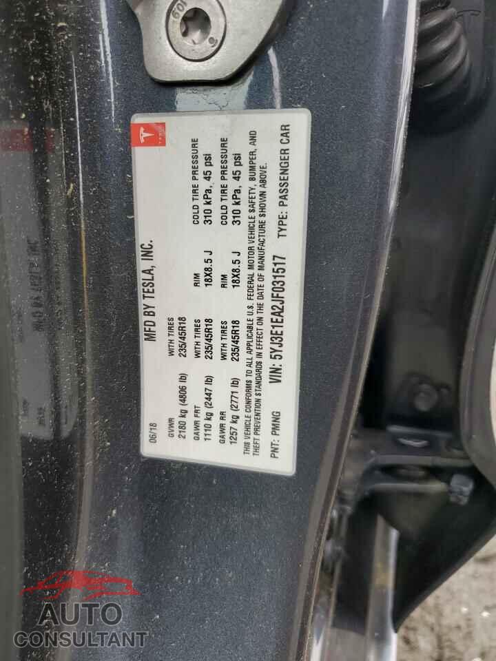 TESLA MODEL 3 2018 - 5YJ3E1EA2JF031517