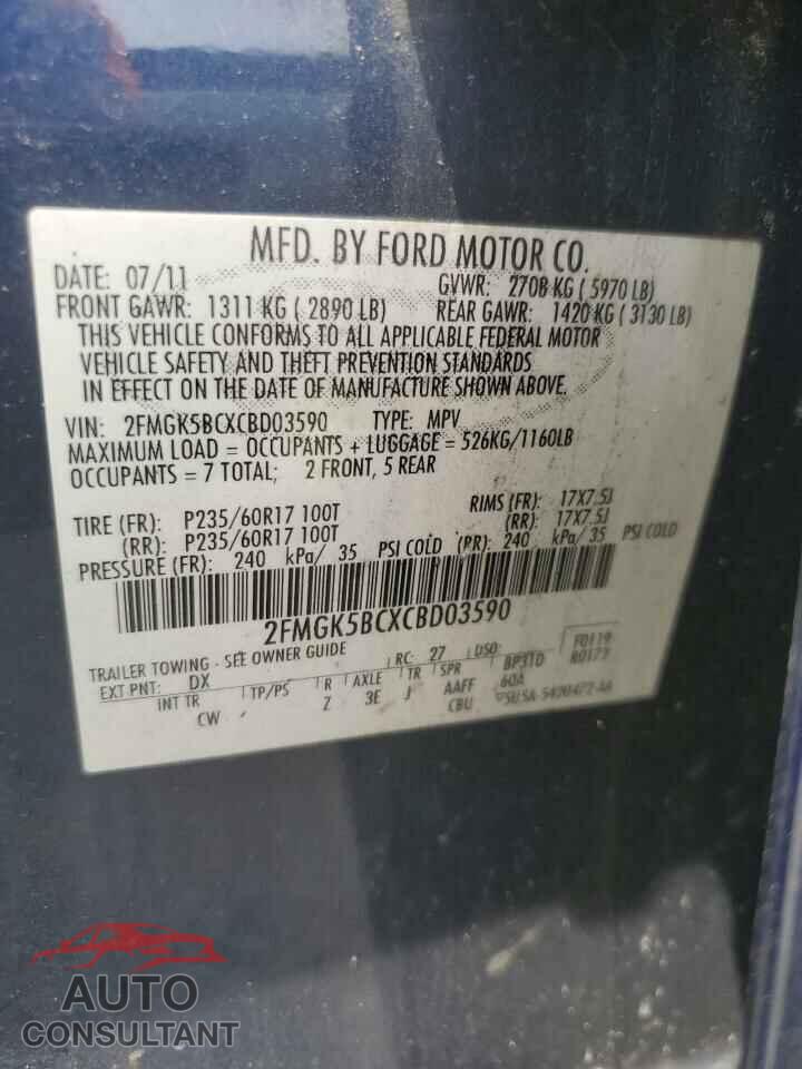 FORD FLEX 2012 - 2FMGK5BCXCBD03590
