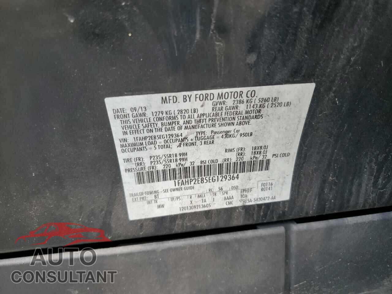 FORD TAURUS 2014 - 1FAHP2E85EG129364