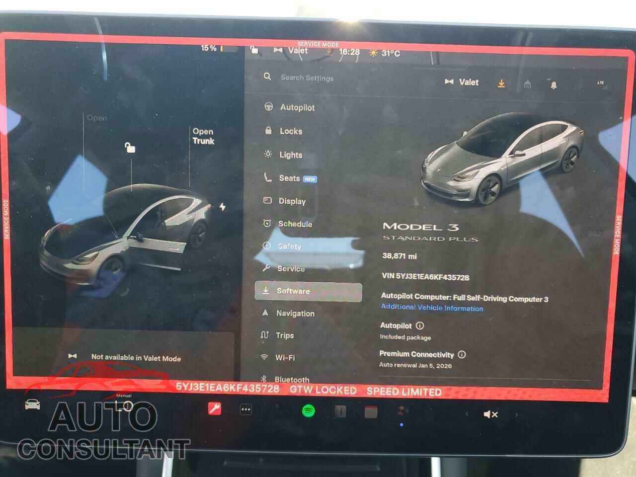 TESLA MODEL 3 2019 - 5YJ3E1EA6KF435728