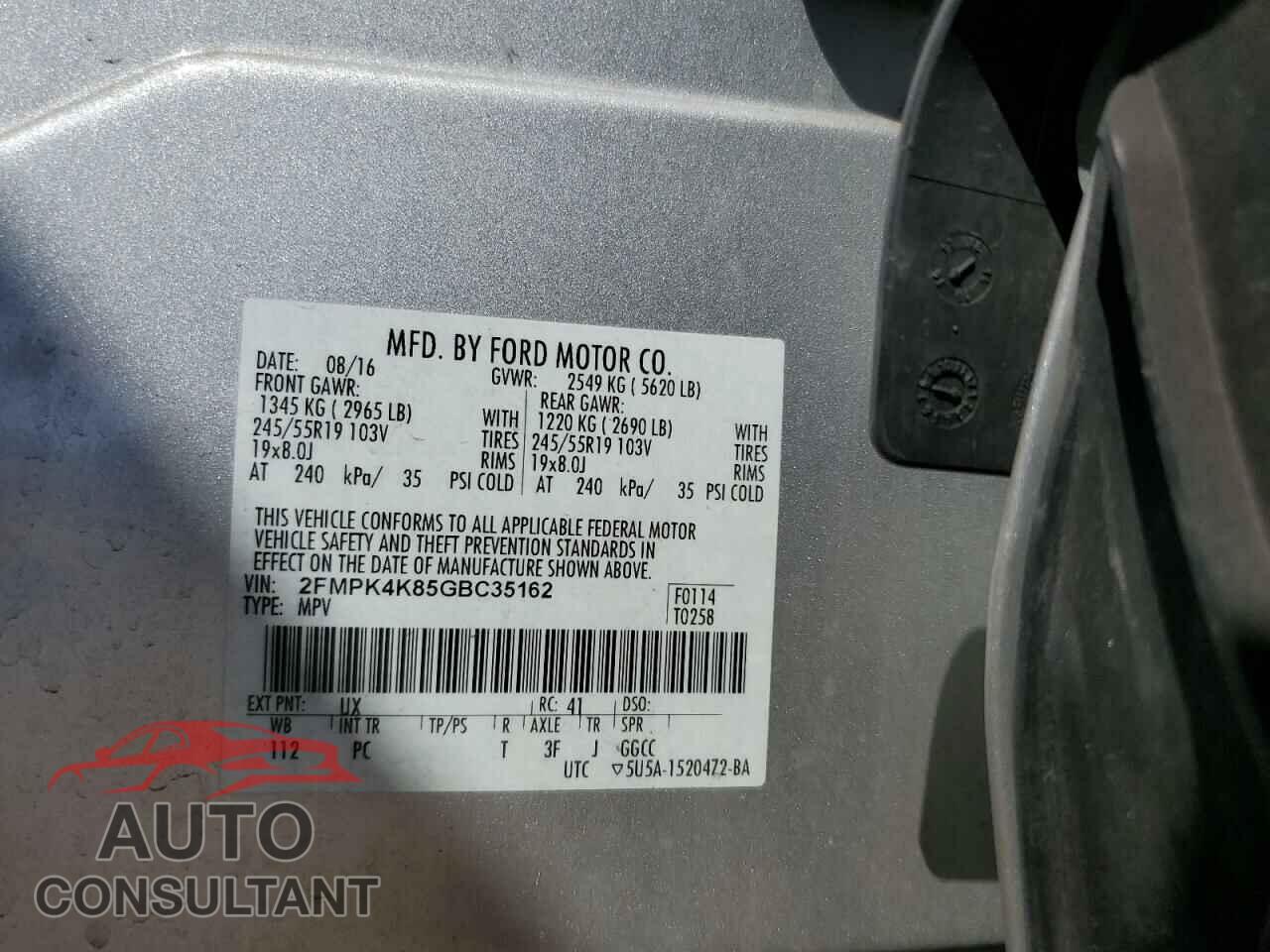 FORD EDGE 2016 - 2FMPK4K85GBC35162