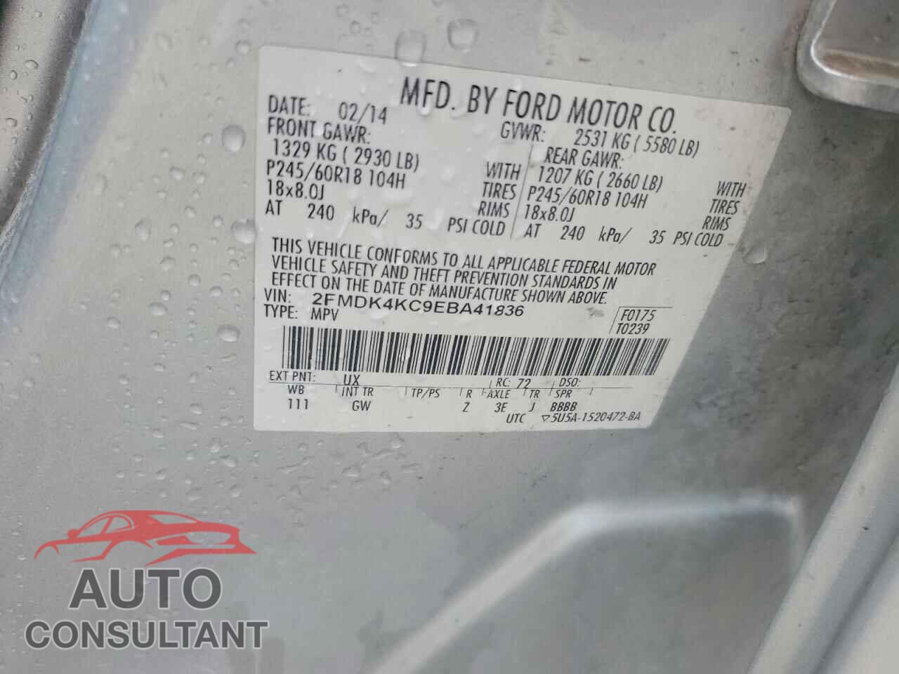 FORD EDGE 2014 - 2FMDK4KC9EBA41836