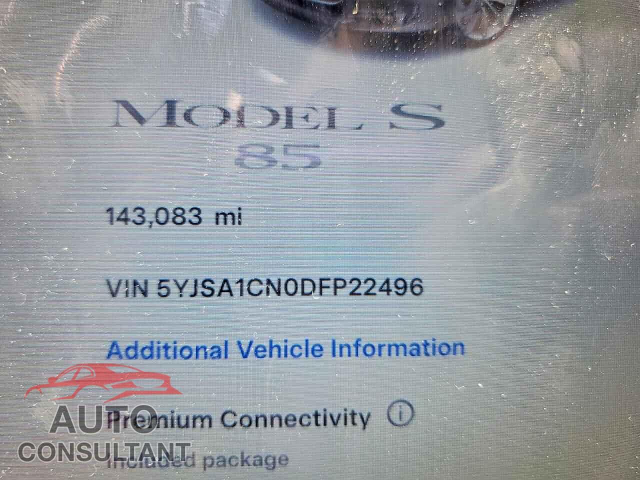TESLA MODEL S 2013 - 5YJSA1CN0DFP22496
