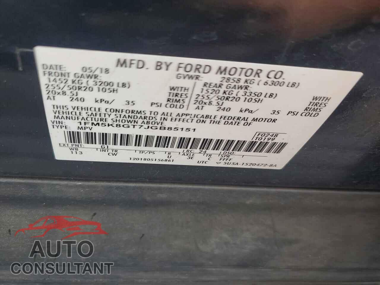 FORD EXPLORER 2018 - 1FM5K8GT7JGB85151