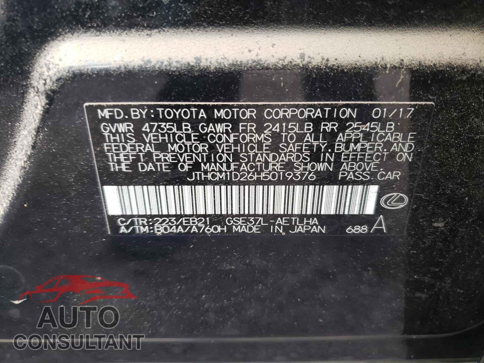 LEXUS IS 2017 - JTHCM1D26H5019376
