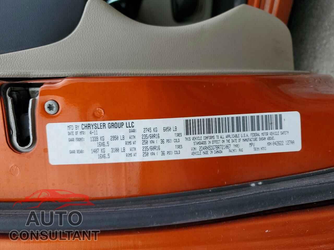 DODGE CARAVAN 2011 - 2D4RN5DG7BR721067