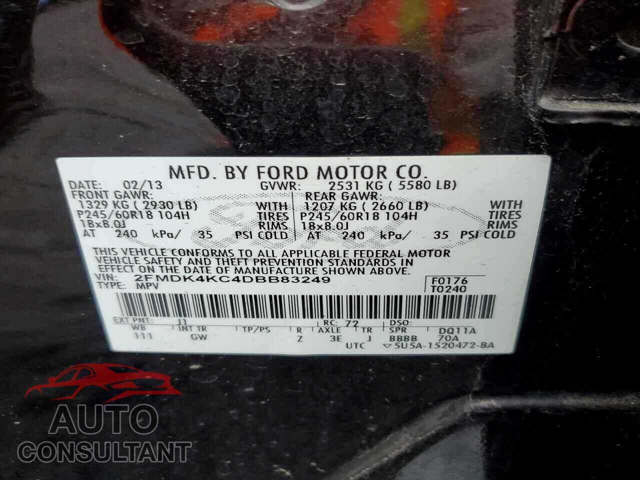 FORD EDGE 2013 - 2FMDK4KC4DBB83249