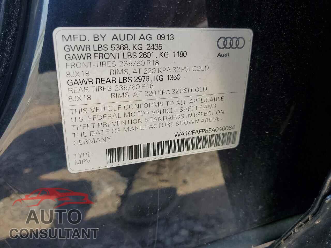 AUDI Q5 2014 - WA1CFAFP8EA040084