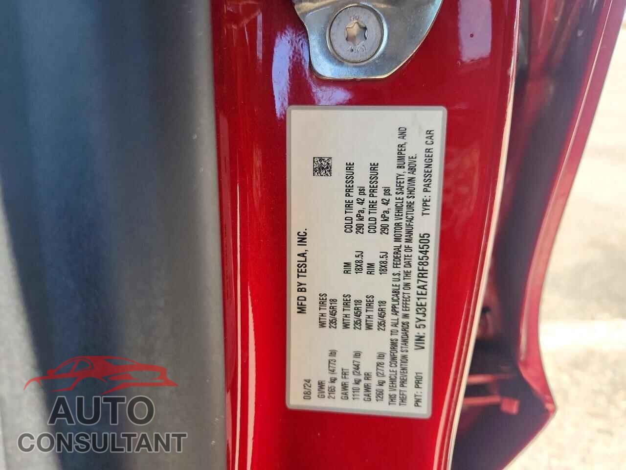 TESLA MODEL 3 2024 - 5YJ3E1EA7RF854505