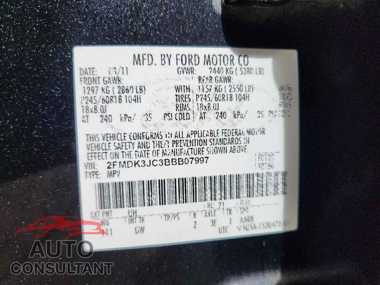 FORD EDGE SEL 2011 - 2FMDK3JC3BBB07997
