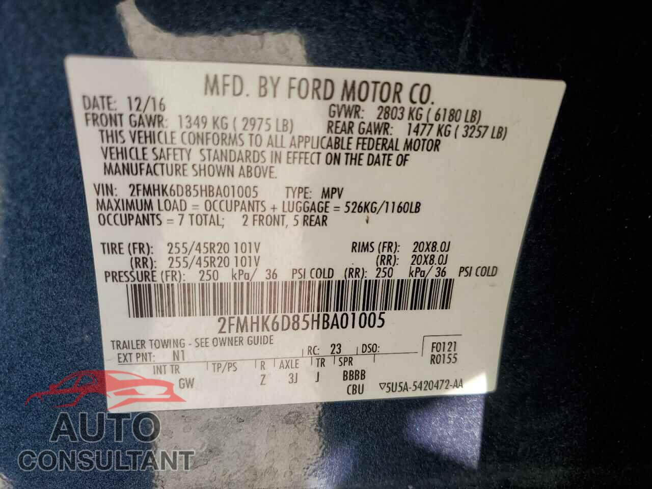 FORD FLEX 2017 - 2FMHK6D85HBA01005