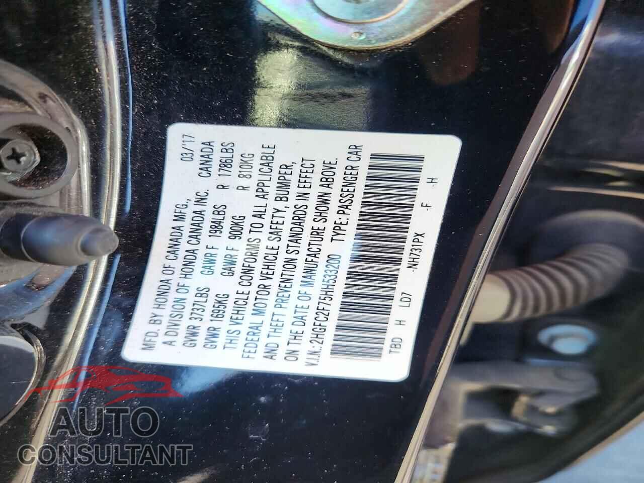 HONDA CIVIC 2017 - 2HGFC2F75HH533200