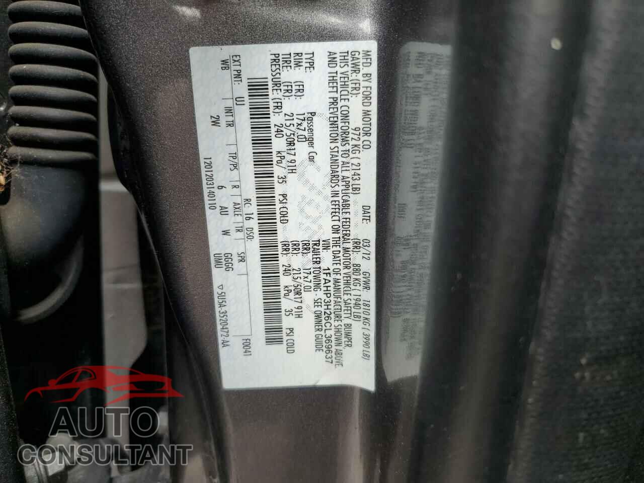 FORD FOCUS 2012 - 1FAHP3H26CL369637