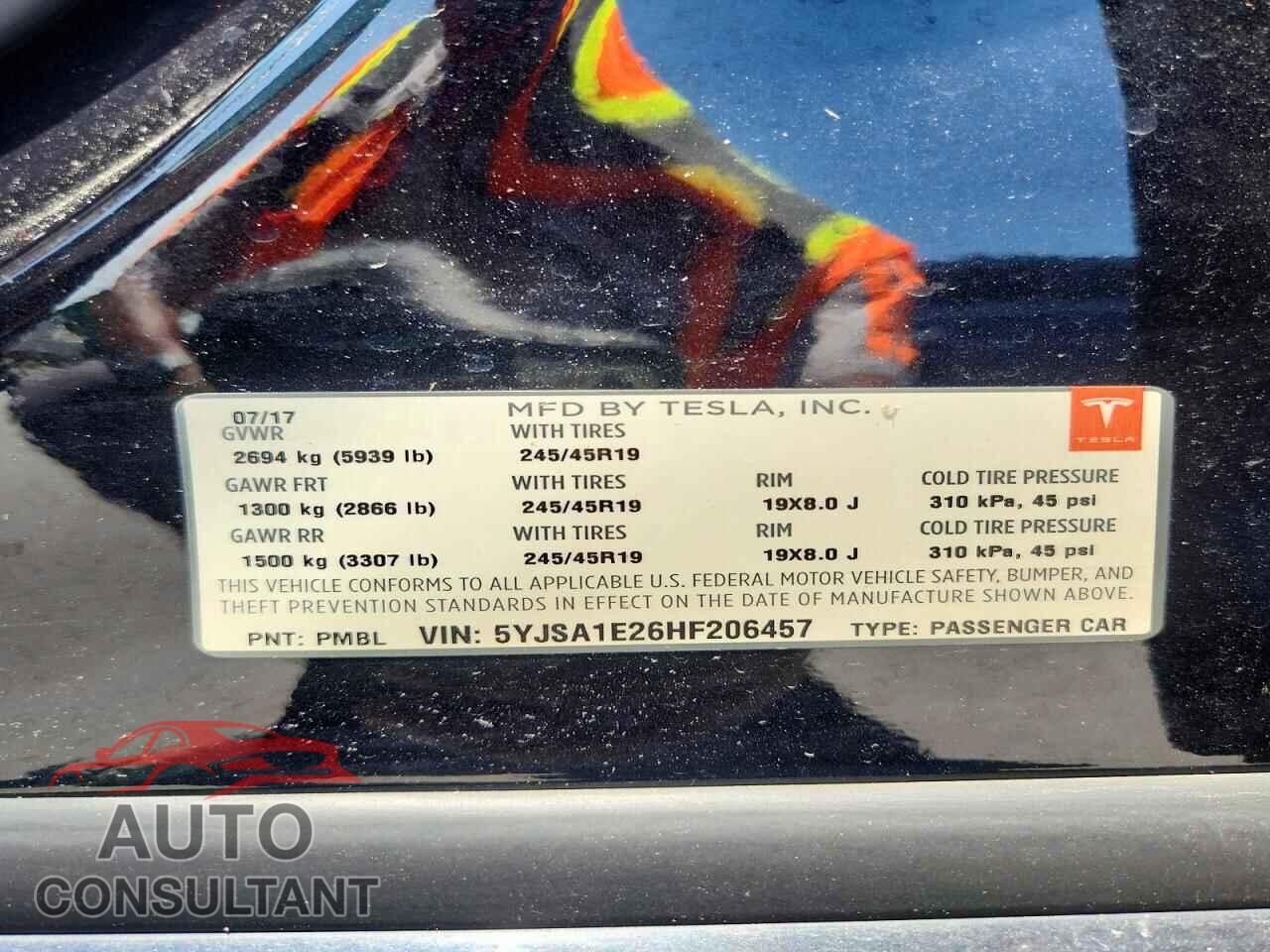 TESLA MODEL S 2017 - 5YJSA1E26HF206457