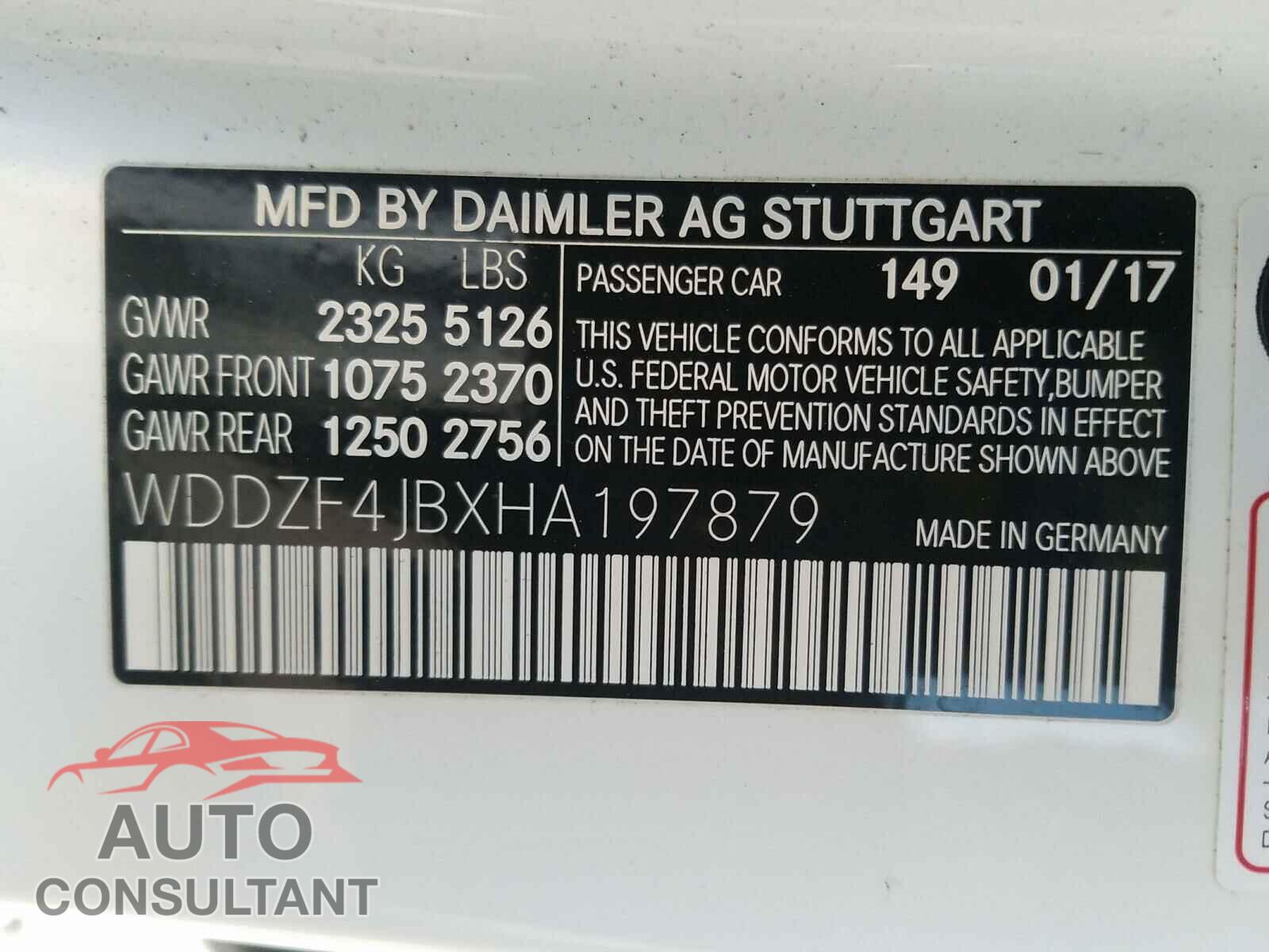 MERCEDES-BENZ E CLASS 2017 - WDDZF4JBXHA197879