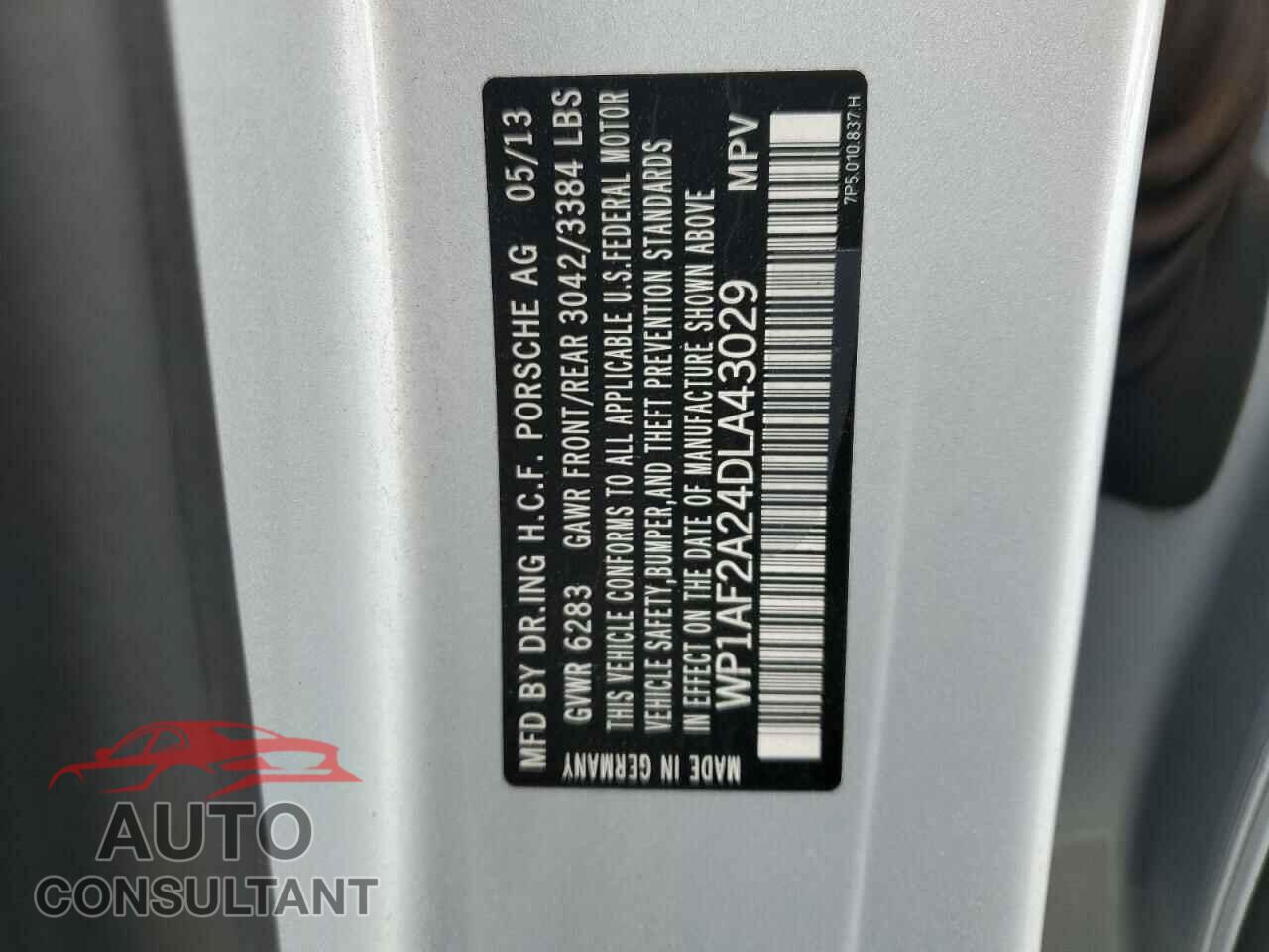 PORSCHE CAYENNE 2013 - WP1AF2A24DLA43029