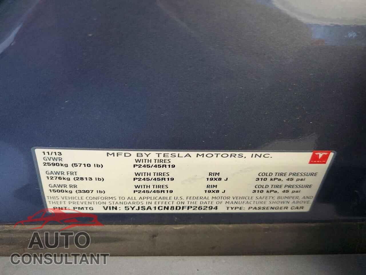 TESLA MODEL S 2013 - 5YJSA1CN8DFP26294
