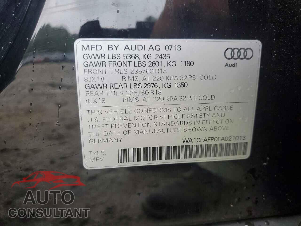 AUDI Q5 2014 - WA1CFAFP0EA021013
