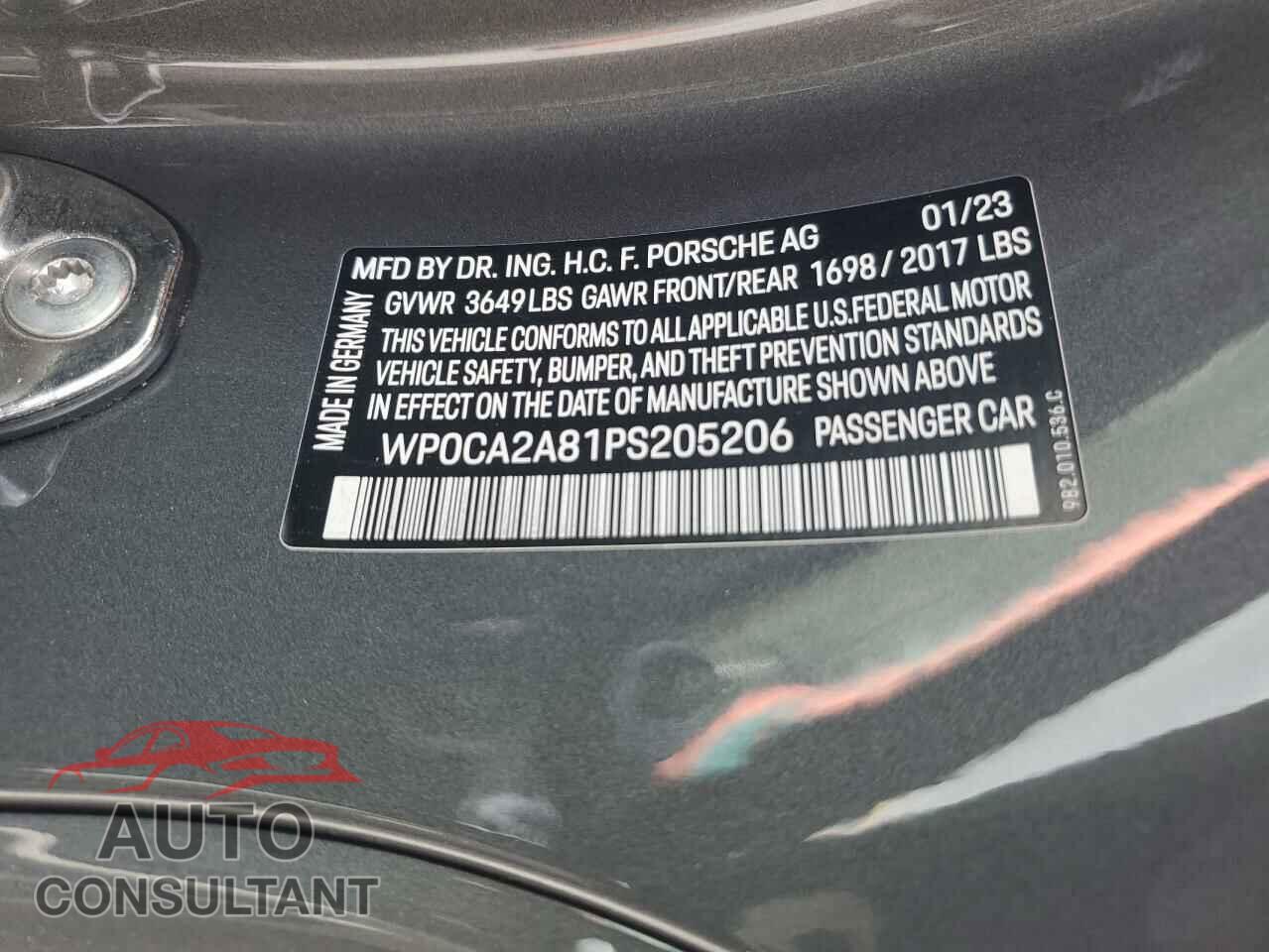 PORSCHE BOXSTER 2023 - WP0CA2A81PS205206