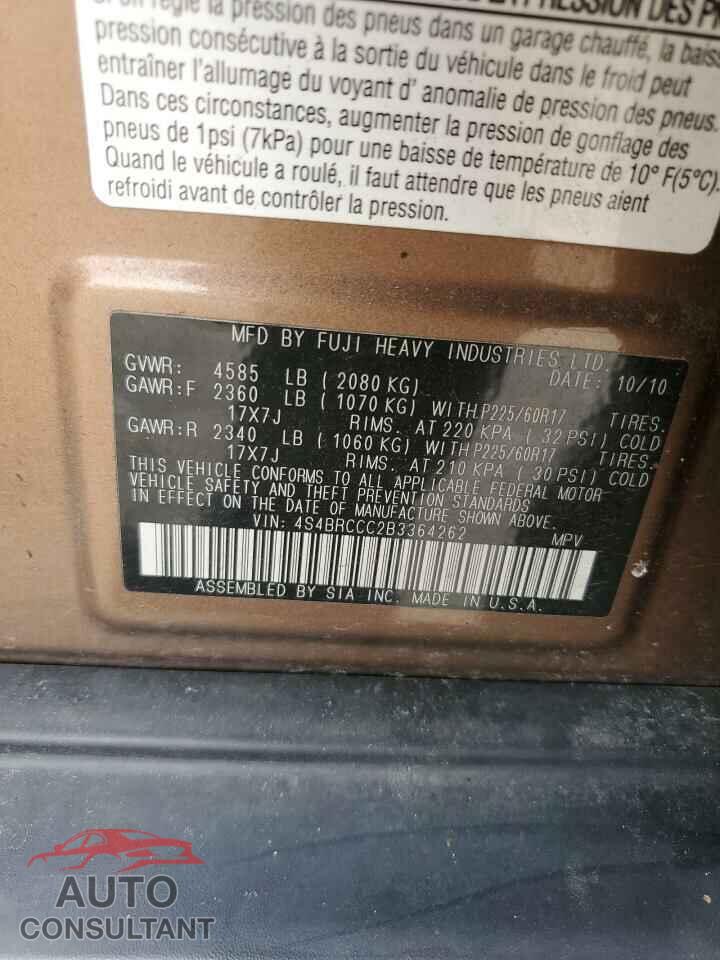 SUBARU OUTBACK 2011 - 4S4BRCCC2B3364262