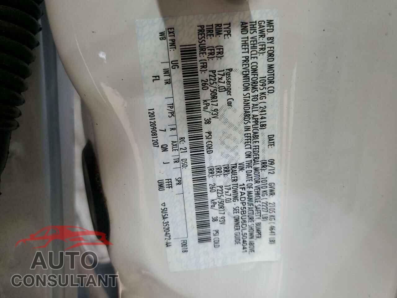 FORD CMAX 2013 - 1FADP5BU6DL504041