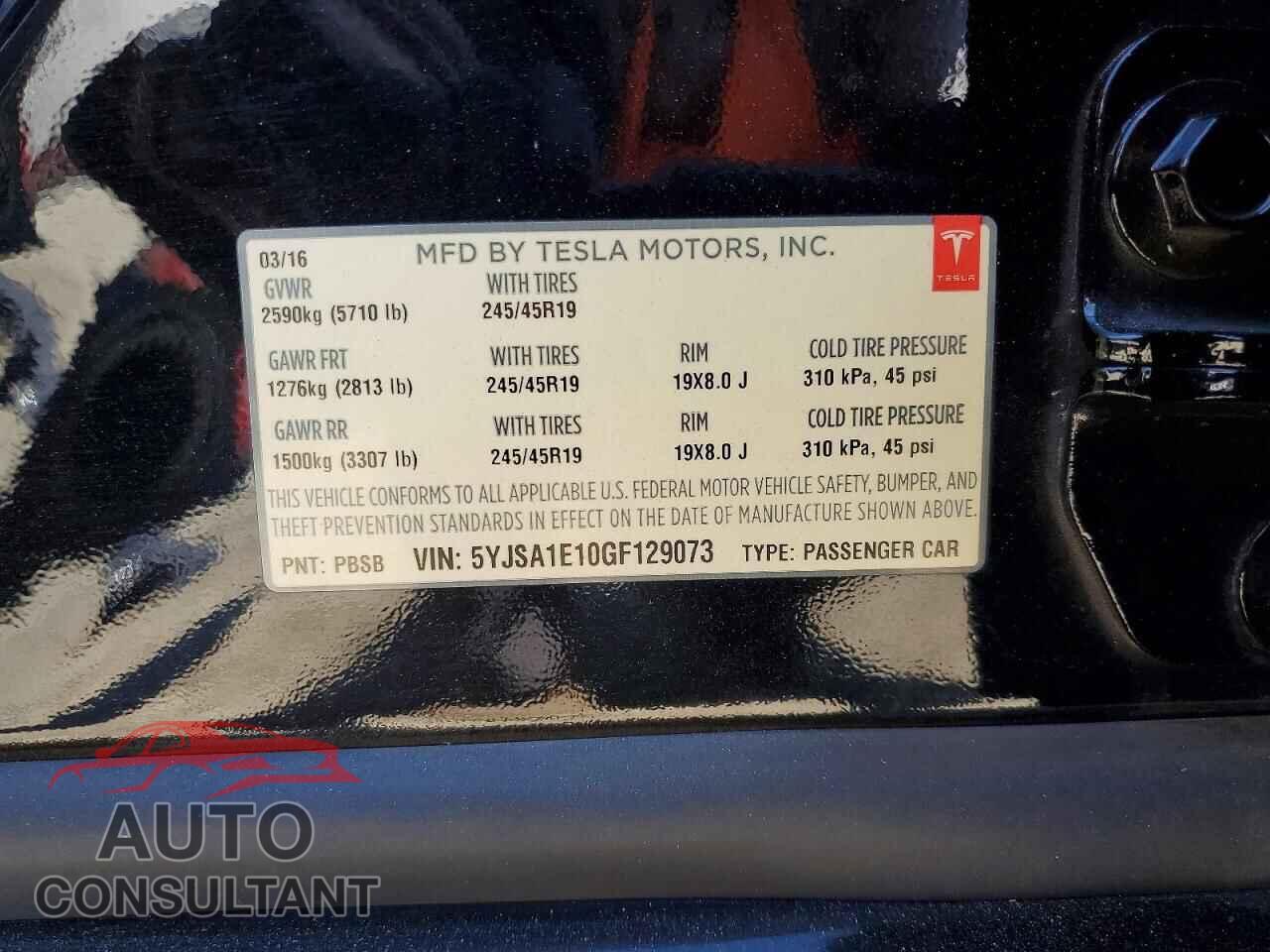 TESLA MODEL S 2016 - 5YJSA1E10GF129073